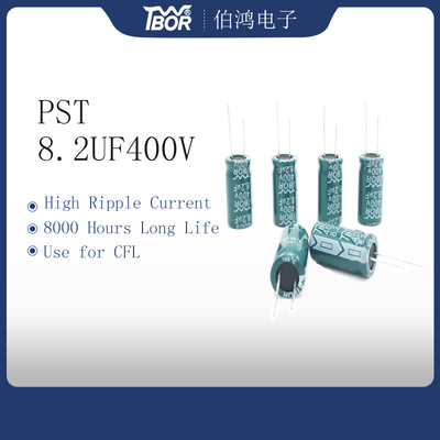 خازن الکترولیتی شعاعی سبز 8.2UF400V 10X20mm TW BOR