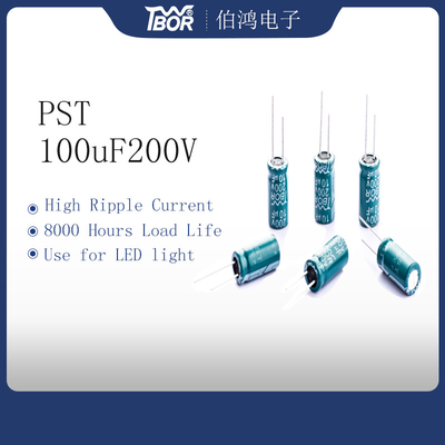 PST سبز LED نور خازن 100uf 200v 8000 ساعت طول عمر