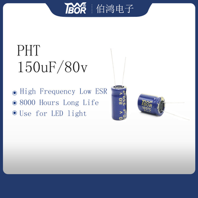 خازن الکترولیتی آلومینیومی 150uF 80V 10X20mm محدوده ظرفیت بزرگ