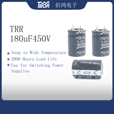 180UF450V 25x40mm ضربه گیر در خازن قدرت با دمای گسترده RoHS